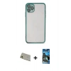 MARSİLYAN™- iPhone 11 Pro Max Kılıf Vadi Minimal - Siyah 34D Izgaralı Cam + Rainbow Kamera Lens Koruma Cam - GD