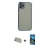 MARSİLYAN™- iPhone 11 Pro Max Kılıf Vadi Minimal - Siyah 34D Izgaralı Cam + Rainbow Kamera Lens Koruma Cam - GD