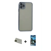 MARSİLYAN™- iPhone 11 Pro Max Kılıf Vadi Minimal - Siyah 34D Izgaralı Cam + Rainbow Kamera Lens Koruma Cam - YL
