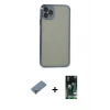 MARSİLYAN™- iPhone 11 Pro Max Kılıf Vadi Minimal - Siyah 360 Mat Full Body Arka Koruyucu + Metal Kamera Lens Koruma Cam - GD