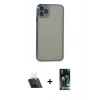 MARSİLYAN™- iPhone 11 Pro Max Kılıf Vadi Minimal - Siyah 360 Mat Full Body Arka Koruyucu + Kamera Lens Koruma Cam - SF