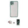 MARSİLYAN™- iPhone 11 Pro Max Kılıf Vadi Minimal - Siyah 360 Mat Full Body Arka Koruyucu + Pers Alüminyum Kamera Lens - KI