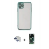 MARSİLYAN™- iPhone 11 Pro Max Kılıf Vadi Minimal - Siyah 360 Mat Full Body Arka Koruyucu + Lacivert Pers Alüminyum Kamera Lens