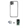 MARSİLYAN™- iPhone 11 Pro Max Kılıf Vadi Minimal - Siyah 360 Mat Full Body Arka Koruyucu + Lacivert Pers Alüminyum Kamera Lens