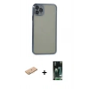 MARSİLYAN™- iPhone 11 Pro Max Kılıf Vadi Minimal - Siyah 360 Mat Full Body Arka Koruyucu + Renkli Kamera Lens Koruma Cam - PE