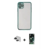 MARSİLYAN™- iPhone 11 Pro Max Kılıf Vadi Minimal - Siyah 360 Mat Full Body Arka Koruyucu + Pers Alüminyum Kamera Lens - SH