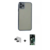 MARSİLYAN™- iPhone 11 Pro Max Kılıf Vadi Minimal - Siyah 360 Mat Full Body Arka Koruyucu + Pers Alüminyum Kamera Lens - SH