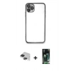MARSİLYAN™- iPhone 11 Pro Max Kılıf Vadi Minimal - Siyah 360 Mat Full Body Arka Koruyucu + Pers Alüminyum Kamera Lens - SH