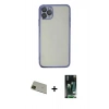 MARSİLYAN™- iPhone 11 Pro Max Kılıf Vadi Minimal - Siyah 360 Mat Full Body Arka Koruyucu + Yeşil Rainbow Kamera Lens Koruma Cam