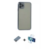 MARSİLYAN™- iPhone 11 Pro Max Kılıf Vadi Minimal - Siyah 3D Antistatik Cam Ekran Koruyucu + Metal Kamera Lens Koruma Cam - MR