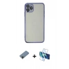MARSİLYAN™- iPhone 11 Pro Max Kılıf Vadi Minimal - Siyah 3D Antistatik Cam Ekran Koruyucu + Shine Kamera Lens Koruma Cam - SH