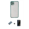 MARSİLYAN™- iPhone 11 Pro Max Kılıf Vadi Minimal - Siyah 3D Antistatik Hayalet Cam Ekran Koruyucu + Metal Kamera Lens Koruma Cam - AKYL