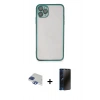 MARSİLYAN™- iPhone 11 Pro Max Kılıf Vadi Minimal - Siyah 3D Antistatik Hayalet Cam Ekran Koruyucu + Pers Alüminyum Kamera Lens - LT