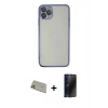 MARSİLYAN™- iPhone 11 Pro Max Kılıf Vadi Minimal - Siyah 3D Antistatik Hayalet Cam Ekran Koruyucu + Rainbow Kamera Lens Koruma Cam - GD