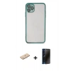 MARSİLYAN™- iPhone 11 Pro Max Kılıf Vadi Minimal - Siyah 3D Antistatik Hayalet Cam Ekran Koruyucu + Renkli Kamera Lens Koruma Cam - MI