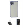 MARSİLYAN™- iPhone 11 Pro Max Kılıf Vadi Minimal - Siyah 3D Antistatik Hayalet Cam Ekran Koruyucu + Şeffaf Kamera Lens Koruma Cam