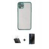 MARSİLYAN™- iPhone 11 Pro Max Kılıf Vadi Minimal - Siyah 3D Antistatik Hayalet Cam Ekran Koruyucu + Şeffaf Kamera Lens Koruma Cam