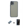 MARSİLYAN™- iPhone 11 Pro Max Kılıf Vadi Minimal - Siyah 3D Antistatik Hayalet Cam Ekran Koruyucu + Shine Kamera Lens Koruma Cam - SH