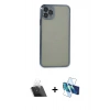 MARSİLYAN™- iPhone 11 Pro Max Kılıf Vadi Minimal - Siyah 3D Antistatik Seramik Nano Ekran Koruyucu + Kamera Lens Koruma Cam - SF