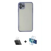 MARSİLYAN™- iPhone 11 Pro Max Kılıf Vadi Minimal - Siyah 3D Antistatik Seramik Nano Ekran Koruyucu + Kamera Lens Koruma Cam - SF