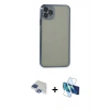 MARSİLYAN™- iPhone 11 Pro Max Kılıf Vadi Minimal - Siyah 3D Antistatik Seramik Nano Ekran Koruyucu + Pers Alüminyum Kamera Lens - LT