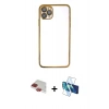 MARSİLYAN™- iPhone 11 Pro Max Kılıf Vadi Minimal - Siyah 3D Antistatik Seramik Nano Ekran Koruyucu + Pers Alüminyum Kamera Lens - KI