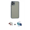 MARSİLYAN™- iPhone 11 Pro Max Kılıf Vadi Minimal - Siyah 3D Antistatik Seramik Nano Ekran Koruyucu + Pers Alüminyum Kamera Lens - KI