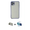MARSİLYAN™- iPhone 11 Pro Max Kılıf Vadi Minimal - Siyah 3D Antistatik Seramik Nano Ekran Koruyucu + Rainbow Kamera Lens Koruma Cam - YL