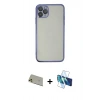 MARSİLYAN™- iPhone 11 Pro Max Kılıf Vadi Minimal - Siyah 3D Antistatik Seramik Nano Ekran Koruyucu + Rainbow Kamera Lens Koruma Cam - GD