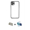MARSİLYAN™- iPhone 11 Pro Max Kılıf Vadi Minimal - Siyah 3D Antistatik Seramik Nano Ekran Koruyucu + Rainbow Kamera Lens Koruma Cam - GD