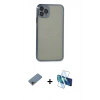 MARSİLYAN™- iPhone 11 Pro Max Kılıf Vadi Minimal - Siyah 3D Antistatik Seramik Nano Ekran Koruyucu + Shine Kamera Lens Koruma Cam - PE