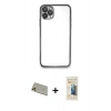 MARSİLYAN™- iPhone 11 Pro Max Kılıf Vadi Minimal - Siyah 6D Mat Seramik Hayalet Nano Ekran Koruyucu + Rainbow Kamera Lens Koruma Cam - GD