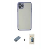 MARSİLYAN™- iPhone 11 Pro Max Kılıf Vadi Minimal - Siyah 6D Mat Seramik Hayalet Nano Ekran Koruyucu + Gümüş Metal Kamera Lens Koruma Cam