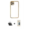 MARSİLYAN™- iPhone 11 Pro Max Kılıf Vadi Minimal - Siyah 6D Mat Seramik Hayalet Nano Ekran Koruyucu + Kamera Lens Koruma Cam - SF