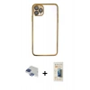 MARSİLYAN™- iPhone 11 Pro Max Kılıf Vadi Minimal - Siyah 6D Mat Seramik Hayalet Nano Ekran Koruyucu + Pers Alüminyum Kamera Lens - LT