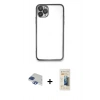 MARSİLYAN™- iPhone 11 Pro Max Kılıf Vadi Minimal - Siyah 6D Mat Seramik Hayalet Nano Ekran Koruyucu + Pers Alüminyum Kamera Lens - LT