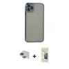 MARSİLYAN™- iPhone 11 Pro Max Kılıf Vadi Minimal - Siyah 6D Mat Seramik Hayalet Nano Ekran Koruyucu + Pers Alüminyum Kamera Lens - LT