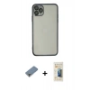 MARSİLYAN™- iPhone 11 Pro Max Kılıf Vadi Minimal - Siyah 6D Mat Seramik Hayalet Nano Ekran Koruyucu + Metal Kamera Lens Koruma Cam - GD