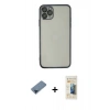 MARSİLYAN™- iPhone 11 Pro Max Kılıf Vadi Minimal - Siyah 6D Mat Seramik Hayalet Nano Ekran Koruyucu + Metal Kamera Lens Koruma Cam - MI