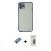 MARSİLYAN™- iPhone 11 Pro Max Kılıf Vadi Minimal - Siyah 6D Mat Seramik Hayalet Nano Ekran Koruyucu + Metal Kamera Lens Koruma Cam - MI