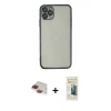 MARSİLYAN™- iPhone 11 Pro Max Kılıf Vadi Minimal - Siyah 6D Mat Seramik Hayalet Nano Ekran Koruyucu + Pers Alüminyum Kamera Lens - KI