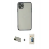 MARSİLYAN™- iPhone 11 Pro Max Kılıf Vadi Minimal - Siyah 6D Mat Seramik Hayalet Nano Ekran Koruyucu + Rainbow Kamera Lens Koruma Cam - YL