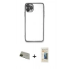 MARSİLYAN™- iPhone 11 Pro Max Kılıf Vadi Minimal - Siyah 6D Mat Seramik Hayalet Nano Ekran Koruyucu + Rainbow Kamera Lens Koruma Cam - YL