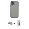 MARSİLYAN™- iPhone 11 Pro Max Kılıf Vadi Minimal - Siyah 6D Mat Seramik Hayalet Nano Ekran Koruyucu + Rainbow Kamera Lens Koruma Cam - YL