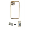 MARSİLYAN™- iPhone 11 Pro Max Kılıf Vadi Minimal - Siyah 6D Mat Seramik Hayalet Nano Ekran Koruyucu + Rainbow Kamera Lens Koruma Cam - YL
