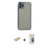 MARSİLYAN™- iPhone 11 Pro Max Kılıf Vadi Minimal - Siyah 6D Mat Seramik Hayalet Nano Ekran Koruyucu + Renkli Kamera Lens Koruma Cam - SI