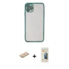 MARSİLYAN™- iPhone 11 Pro Max Kılıf Vadi Minimal - Siyah 6D Mat Seramik Hayalet Nano Ekran Koruyucu + Renkli Kamera Lens Koruma Cam - SI