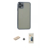 MARSİLYAN™- iPhone 11 Pro Max Kılıf Vadi Minimal - Siyah 6D Mat Seramik Hayalet Nano Ekran Koruyucu + Renkli Kamera Lens Koruma Cam - MI