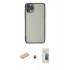 MARSİLYAN™- iPhone 11 Pro Max Kılıf Vadi Minimal - Siyah 6D Mat Seramik Hayalet Nano Ekran Koruyucu + Renkli Kamera Lens Koruma Cam - SI