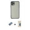 MARSİLYAN™- iPhone 11 Pro Max Kılıf Vadi Minimal - Siyah 6D Mat Seramik Hayalet Nano Ekran Koruyucu + Shine Kamera Lens Koruma Cam - PE